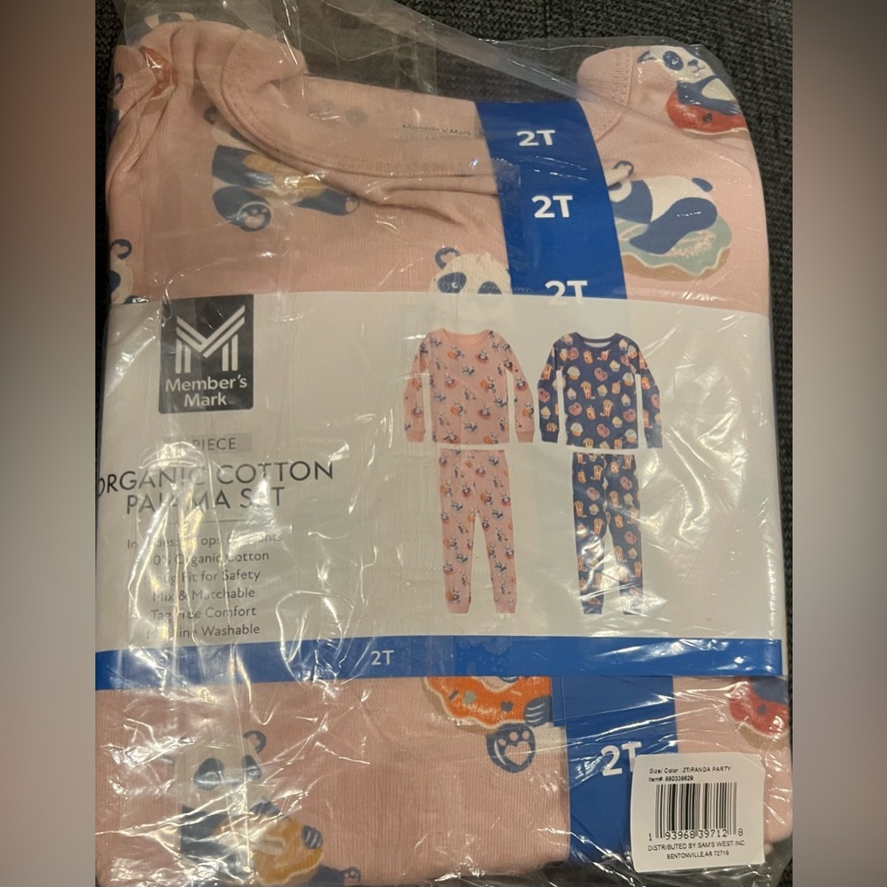 Toddlers Girls 2T 100% Organic Cotton 4 Piece Pajama Set 2 Each Tops & Bottoms